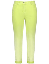 Thumbnail for Samoon Damen Hose Jeans verkürzt Farbverlauf, unifarben 7/8 Länge Lemon Green 54 im Sale