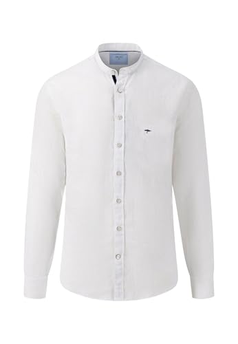 FYNCH-HATTON Lightweight Premium Linen Shirt with Stand-Up Collar Leaf Green/ on Sale