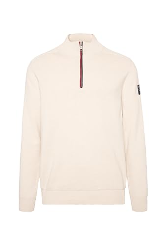 Camp David Herren Troyer-Pullover mit Zipper-Detail Ecru 4 im Sale