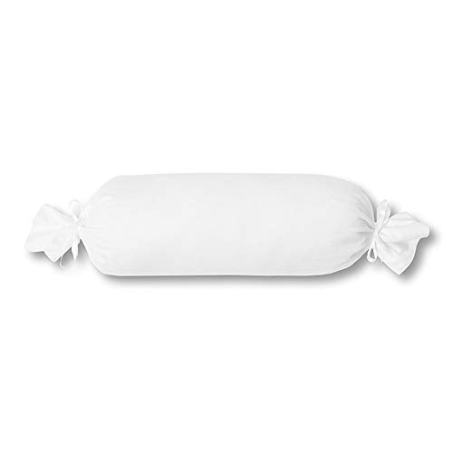ESTELLA pillowcase for neck roll, fine jersey | White | 15x40 cm | Perfect fit and loop closure | Dryer-safe and non-iron pillowcase made of 100% cotton on sale