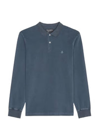 Thumbnail for Marc OߴPolo Herren Langarm-Poloshirt aus Bio-Baumwolle Regular Fit, Blau (Dark Navy), im Sale