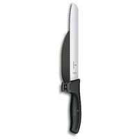 Thumbnail for Victorinox, Swiss Classic, Professional DUX Knife, Extra Sharp Blade, Serrated Edge, 21 cm, Robust Plastic Handle, Stainless Steel, Black on Sale