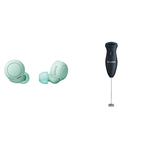 Sony WF-C500 True Wireless Kopfhörer Grün, klein & Severin Milchaufschäumer Stab, kompakter Milchschäumer aus Edelstahl, elektrischer Milchaufschäumer, inkl. 2 Batterien, schwarz, SM 3590, 1 - Pack im Sale