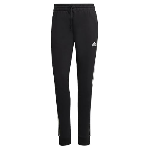 adidas Damen Essentials 3-Stripes French Terry Cuffed Pants, Black, im Sale