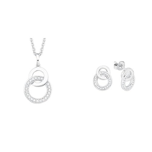 s.Oliver Kette mit Anhänger 925 Sterling Silber Damen Halsschmuck & Ohrhänger 925 Sterling Silber Damen Ohrschmuck, mit Zirkonia synth., 1,3 cm, Silber, Kommt in Schmuck Geschenk Box, 2015121 im Sale