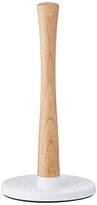 Thumbnail for Stelton ROLL-IT Kitchen Roll Holder - Standing Roll Holder - Wooden shaft, plastic base, non-slip - Made of high-quality rubber wood & silicone - Modern Scandinavian design - White