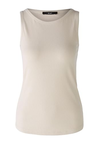 Oui Damen Top FILIZ elastische Viskoserippe schmal geschnitten Uni Freizeit, Lounge/Homewear, Business Rundhals Blende Viskosemischung im Sale