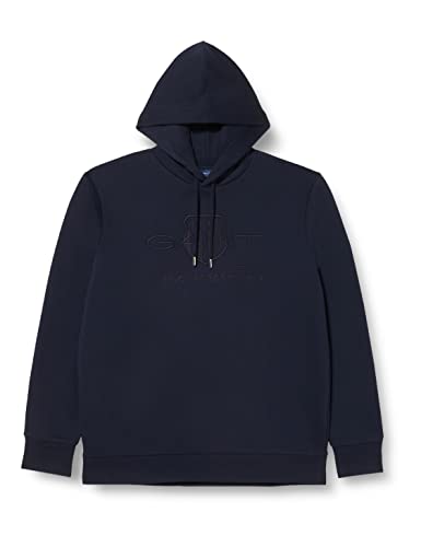 Gant Herren REG Tonal Shield Hoodie Kapuzenpullover, Evening Blue, im Sale