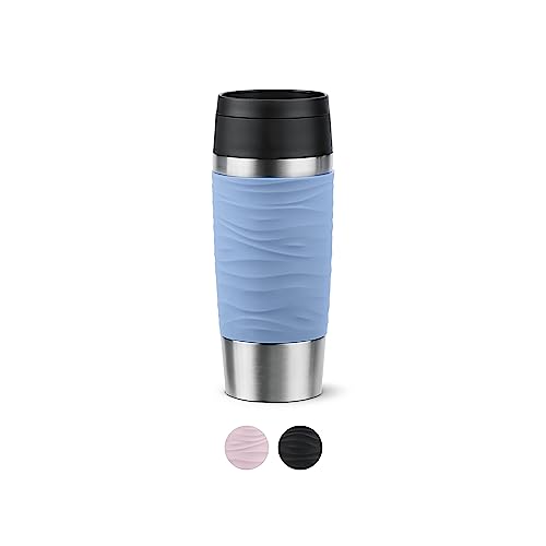 Emsa N20213 Travel Mug Wave Isolierbecher 0,36 Liter | neuer Komfort-Schraubverschluss | Edelstahl | 4h heiß und 8h kalt | 100% dicht | spülmaschinenfest | 360°-Trinköffnung | Pastellblau im Sale