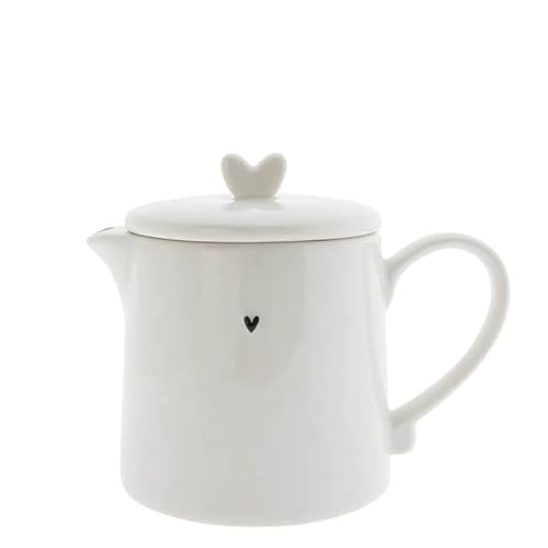 Teekanne HEART weiß mit schwarzem Herzmotiv 1000ml Bastion Collections