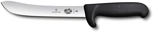 Victorinox Fibrox Safety Nose Butcher Knife, Swiss Made, Stiff Thick Blade, Blade Length 18 cm, Black on Sale