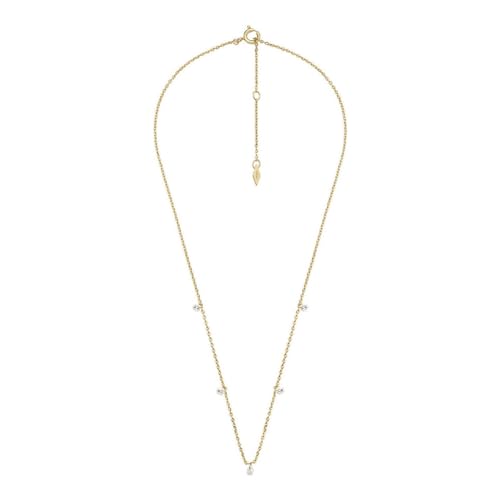 Fossil Sadie Damen-Edelstahl-Halskette mit Karabinerverschluss, Helles Gold im Sale