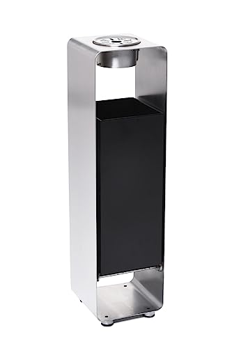 VIVANNO trash can waste bin with ashtray stainless steel BASURA - Silver Black on sale