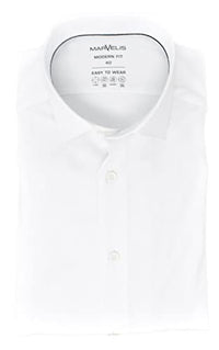 Thumbnail for Marvelis Herren Easy to Wear Hemd Modern Fit Kent Kragen Langarm Stretch Einfarbig Weiß, Kragenweite:39 im Sale