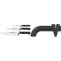 Thumbnail for Zwilling Professional Knife Set, 3-piece, Stainless Special Steel/Plastic Handle with Rivets, Black & Twinsharp Knife Sharpener for Coarse and Fine Grinding on Sale
