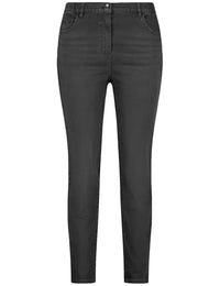Thumbnail for Samoon Damen 5-Pocket Jeans Betty unifarben leicht verkürztes Bein Black 44 im Sale