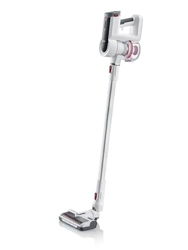 SEVERIN Cordless Vacuum Cleaner, 60-Min Runtime, 2-in-1 Vacuum Cleaner for Pet Hair, Ultra-Light &amp; Bagless for Carpets, Hard Floors &amp; Cars, with Matching Accessories, 400 W, White, HV 7166 on Sale
