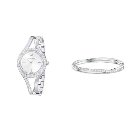 Swarovski Eternal Watch, Metal Bracelet, Silver-colored, Stainless Steel &amp; Twist Bangle, White, Rhodium-plated on Sale