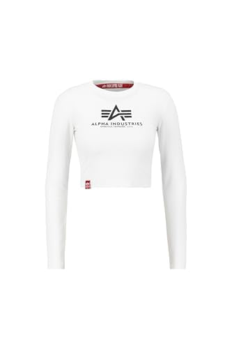 Alpha Industries Damen Basic Cropped LS Langarmshirt, White, im Sale