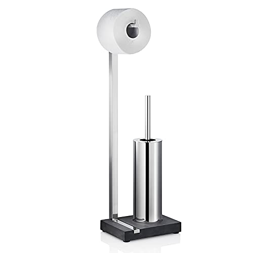 blomus -MENOTO- Stand WC-Garnitur aus mattiertem Edelstahl, freistehender Toilettenbutler, platzsparende Konstruktion in exklusiver Optik, Badaccessoire (H / B / T: 65 x 15 x 20 cm, Edelstahl, 68819) im Sale