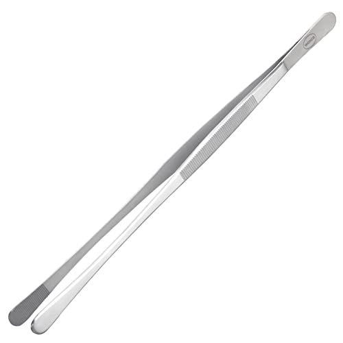 wenco frying tweezers, stainless steel gourmet frying tweezers for gripping and turning while cooking, 30 cm, rounded tips, rust-proof, stainless steel, silver on sale