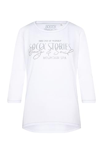 SOCCX Damen Shirt mit Wording Print und Schmucksteinen Opticwhite im Sale