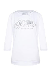 Thumbnail for SOCCX Damen Shirt mit Wording Print und Schmucksteinen Opticwhite im Sale