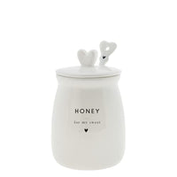Thumbnail for Bastion Collections Honigtopf HONEY mit Honiglöffel Keramik weiß D10cm Aufbewahrung gedeckter Tisch Küche BC Honey Jar with Honey Spoon