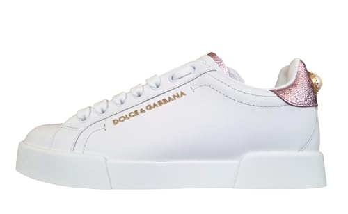 Dolce &amp; Gabbana Portofino CK1602 women's leather sneakers, white and pink, white and pink, 36 EU on sale
