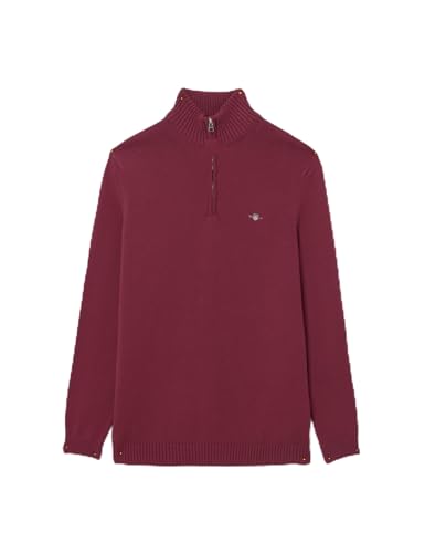 GANT Herren Casual Cotton Half Zip Pullover, Wine RED, im Sale