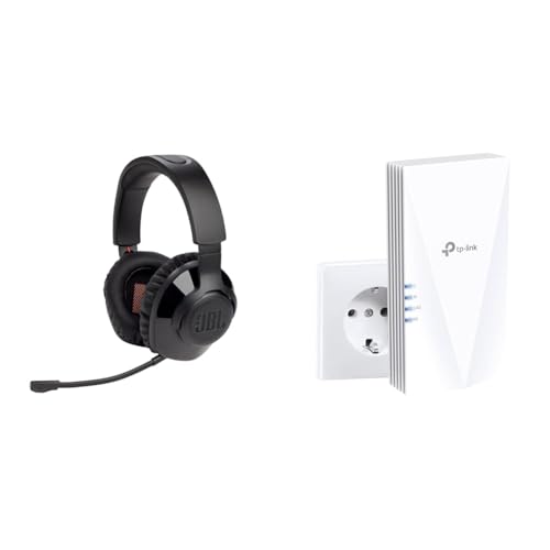 JBL Quantum 350 Over-Ear Gaming Headset – Wireless 2.4 GHz und USB-C-Anschluss & TP-Link RE500X WiFi 6 WLAN Verstärker Repeater AX1500 im Sale