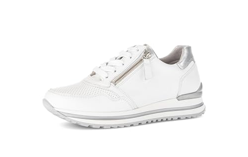 Gabor Damen Low-Top Sneaker, Frauen Halbschuhe,Komfortable Mehrweite (H),Chunky Sneaker,straßenschuhe,Weiss/Silber(perf),40 im Sale