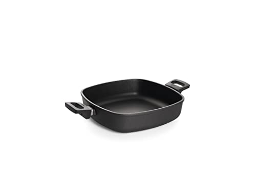 Woll Nowo Titanium Gusspfanne viereckig - Induktiv -, mit 2 Seitengriffen, 28x28 cm, 7 cm hoch, Geeignet für alle Herdarten, Aluminiumguss, Antihaft-Versiegelung, backofenfest, schwarz im Sale