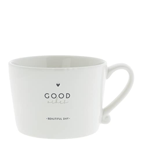 BC Tasse mit Henkel GOOD vibes Keramik weiß schwarz Keramikgeschirr Küche gedeckter Tisch BC Cup