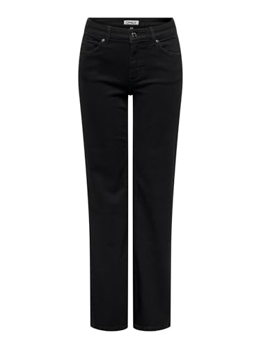 ONLY Women's ONLBLUSH MID Straight DNM REA2343 NOOS Jeans, Black Denim, / 32 on sale