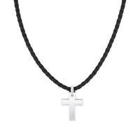 Thumbnail for s.Oliver Kette mit Anhänger Edelstahl Leder Herren Halsschmuck, 47+3 cm, Silber, Kreuz, Kommt in Schmuck Geschenk Box, 2015064 im Sale