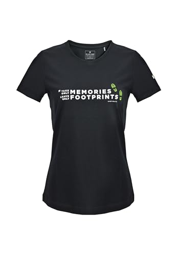 ELKLINE Women's T-Shirt with Print Short Sleeve Organic Cotton Statement Shirt, Color: Black, on Sale