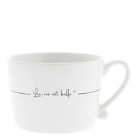 Thumbnail for Bastion Collections Tasse mit Henkel La vie est belle Keramik weiss schwarz Keramiktasse Geschirr Küche gedeckter Tisch BC Cup, RJ/CUP 084 B im Sale