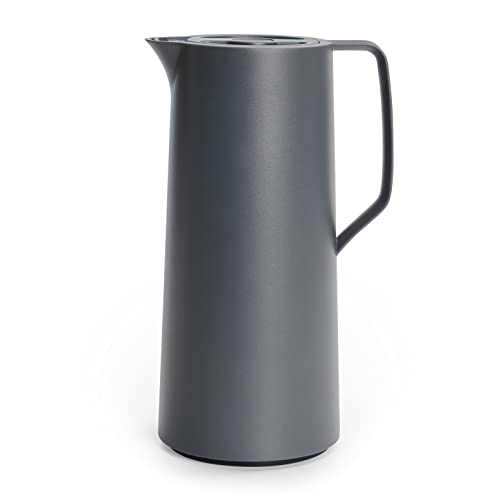 Emsa Motiva Thermoskanne 1l, Isolierkanne mit Quick-Press-Verschluss, 12h heiß, 24h kalt, Glaskolben, Made in Germany, Teekanne Thermo, Nordisches Design, anthrazit, N41701 im Sale