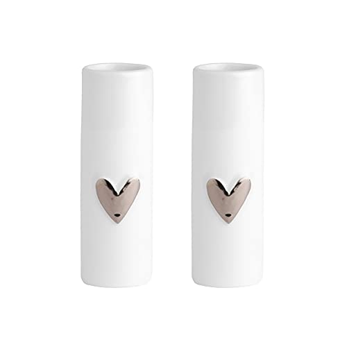 Räder Mini Vases Heart Set of 2 Silver City White H. 9 cm D. 3.5 cm on Sale