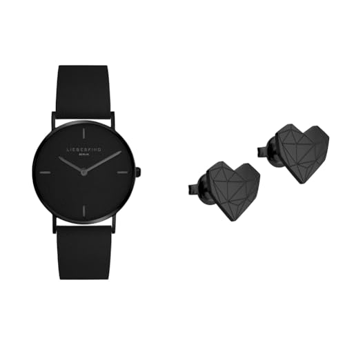 Liebeskind watch LT-0134-LQ IP Black &amp; earrings made of stainless steel in black LJ-0615-E-11 on sale