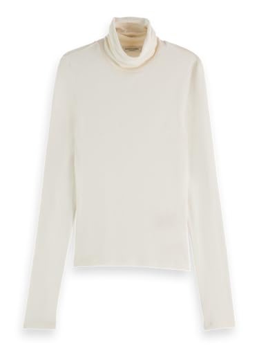 Scotch & Soda Damen Roll Up Neck Long Sleeve T-Shirt, Off White, im Sale
