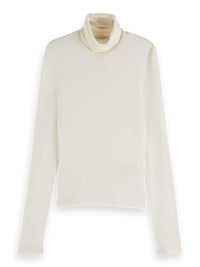 Thumbnail for Scotch & Soda Damen Roll Up Neck Long Sleeve T-Shirt, Off White, im Sale