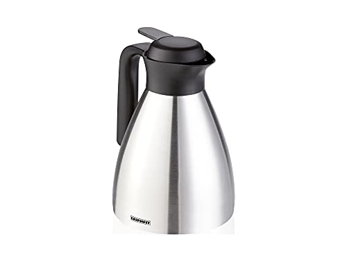 Leifheit Shine 1.0 insulated jug, 100% leak-proof, thermos flask with double-walled stainless steel insulation, convenient one-handed opening and closing, coffee pot, teapot, silver-black on sale