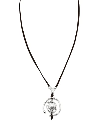 Uno De 50 Damen-Kette mit Anhänger Classics Versilbert Leder Perle weiß 47 cm - COL0973BPLMAR0U im Sale
