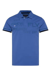 Thumbnail for Camp David Herren Pikee-Polo mit tonigem Rubber Artwork Strong Blue im Sale