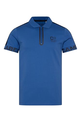 Camp David Herren Kurzarmpolo mit Folienprints Strong Blue im Sale