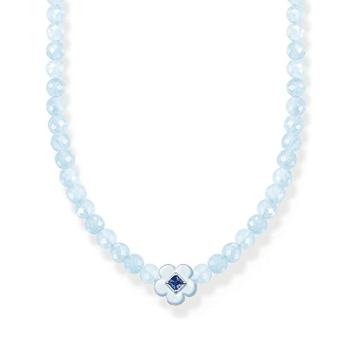 Thomas Sabo Damen Choker Blume mit blauen Jade-Beads, aus 925er Sterlingsilber mit rundgeschliffenen Jade-Beads, Länge 42cm, KE2182-496-1-L42v im Sale
