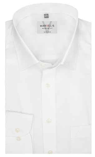 Marvelis Shirt, Modern Fit, Extra Long 69-inch Sleeve, Non-Iron, Wrinkle-Free, 100% Cotton, New Kent Collar (44, White) on Sale