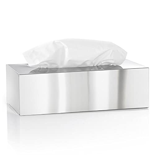 blomus -NEXIO- Kleenexbox aus mattiertem Edelstahl, Kosmetiktuchbox für alle Papiertücher, Papiertuchspender Ein-Hand-Bedienung, exklusives Badaccessoire (H / B / T: 7 x 24 x 12 cm, Edelstahl, 66653) im Sale